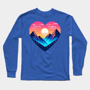 Mountain Heart Sunset Camping Long Sleeve T-Shirt